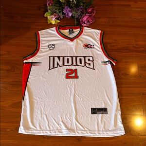 Indios White and Red Men's #21 Reyes Jersey Size XL